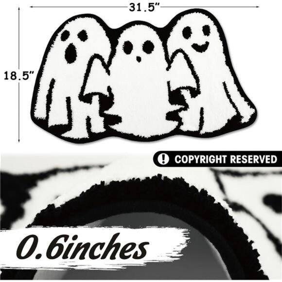 Halloween Ghost Bathroom Rug Non Slip Bath Mat Soft Absorbent Spooky Floor Carpe - Picture 2 of 7